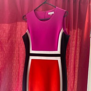 Calvin Klein color block Scuba dress, Sz 12